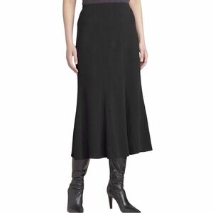 Eileen Fisher Black ‘Godet’ Paneled Italian Fabric Skirt Size Large Petite